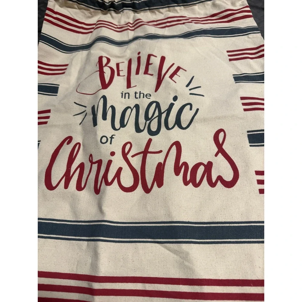 Jumbo Christmas Gift Bag Santa Sack Farmhouse Believe Magic Canvas Sack Twill
